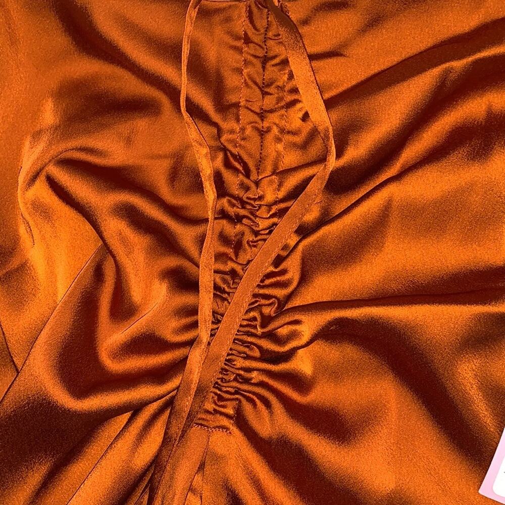 Tie-Front Flowy Midi Skirt - Future Collective - Satin Like size Small New - Picture 5 of 7